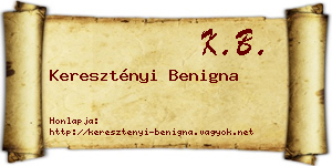 Keresztényi Benigna névjegykártya